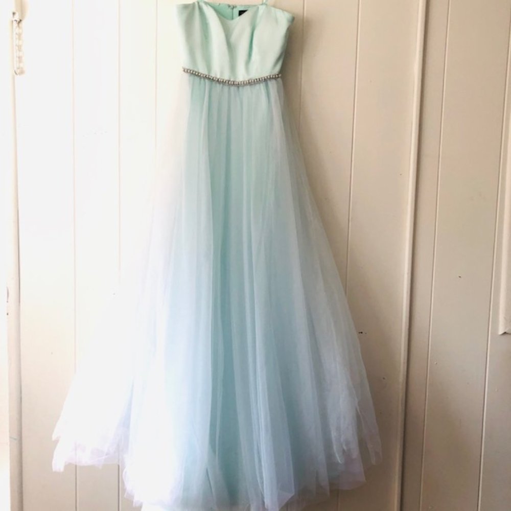 Betsey Johnson Strapless Glitter Tulle Gown - Picture 5 of 13